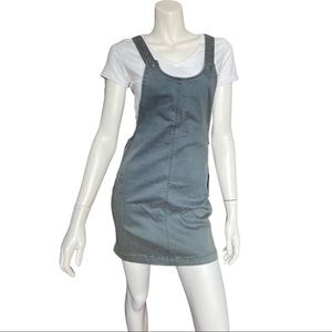 RVCA Grey Stretchy Pinafore Denim Dress Overall